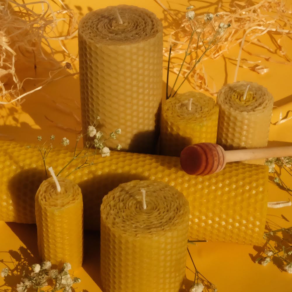 Lumânare tip fagure | Ceară naturală de albine, turnată manual