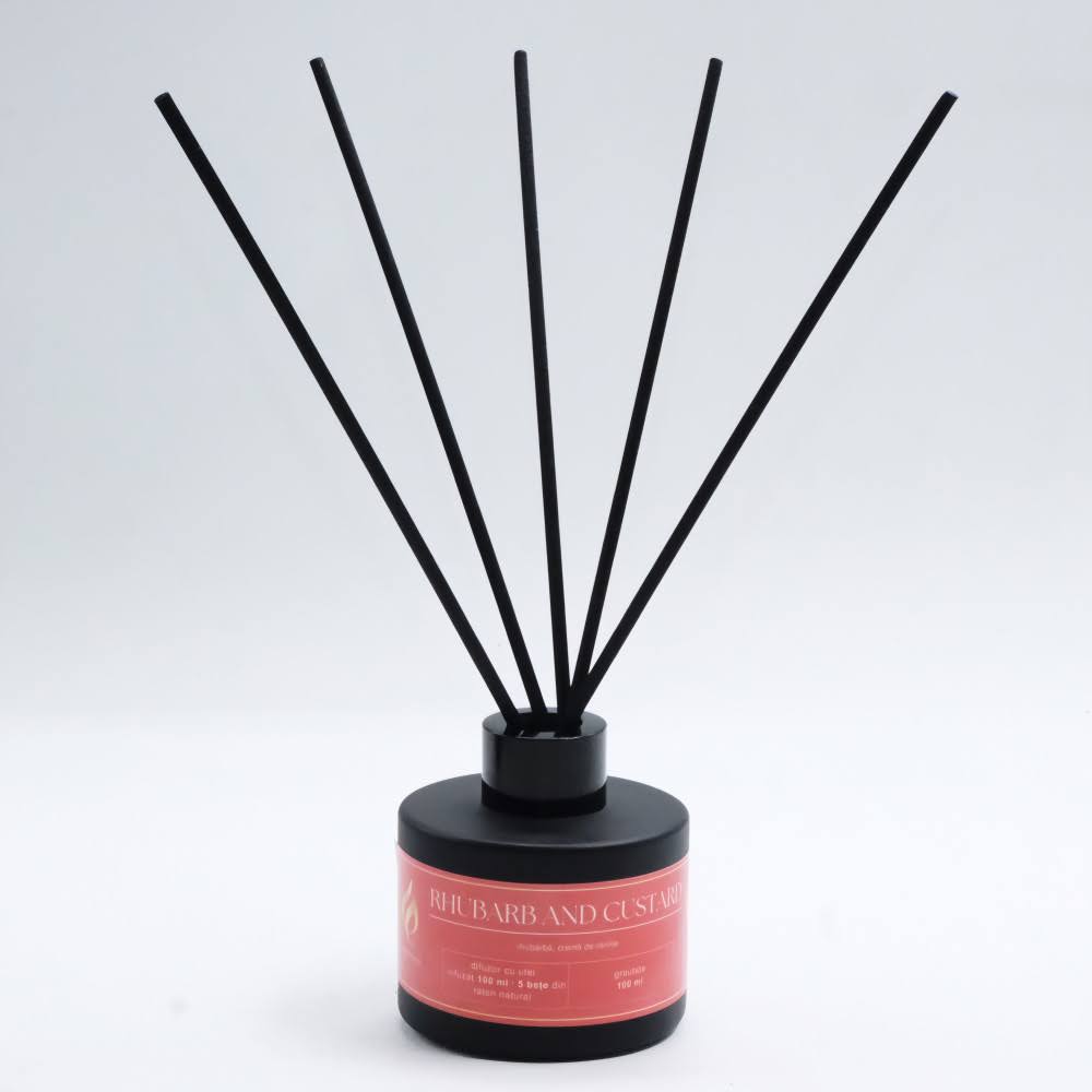 Difuzor - Parfum de cameră – „Rhubarb & Custard” | Colecția Aphrodisia Candles, cu aromă de rhubarbă, cremă de vanilie