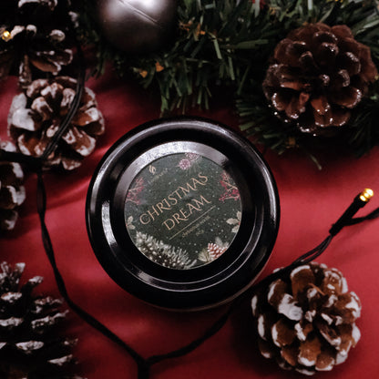 Lumânare parfumată din ceară de soia, turnată manual – „Christmas Dream” | Ediție de Crăciun, cu aromă de condimente de Crăciun