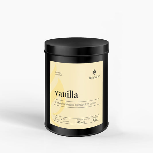 Lumânare parfumată din ceară de soia, turnată manual – „Vanilie” | Colecția Aphrodisia Candles, cu aromă cremoasă de vanilie